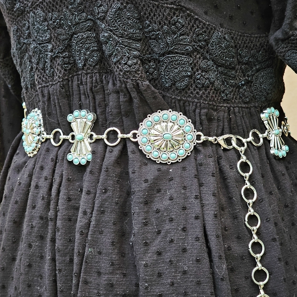 Adjustable Turquoise Concho Belt